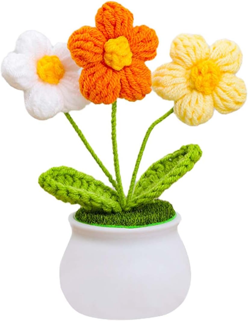 Eluckya Crochet Flowers Cute Flower for Women,Knitting Flowers Gift for Friends,Mother, Coworkers, Valentines,Graduation, Christmas,Office Desk & Home Decoration(Purple)