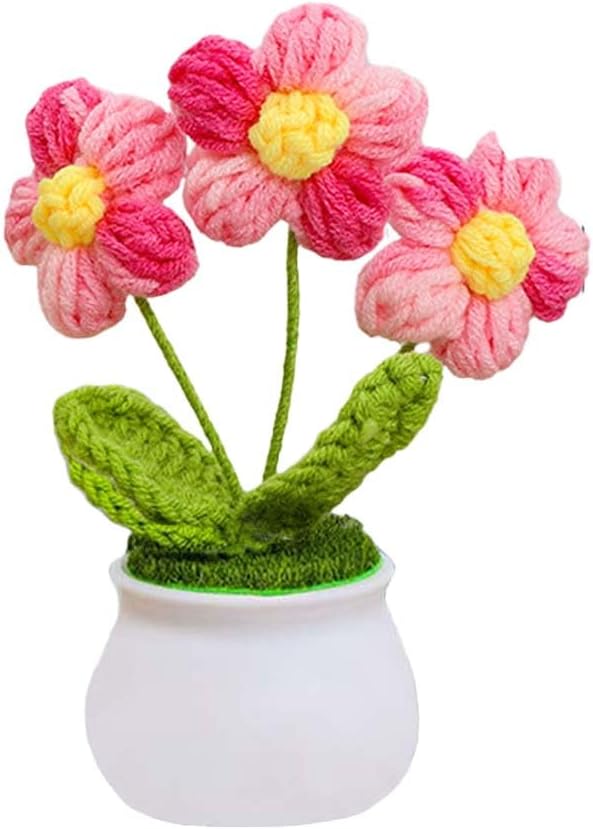 Eluckya Crochet Flowers Cute Flower for Women,Knitting Flowers Gift for Friends,Mother, Coworkers, Valentines,Graduation, Christmas,Office Desk & Home Decoration(Purple)