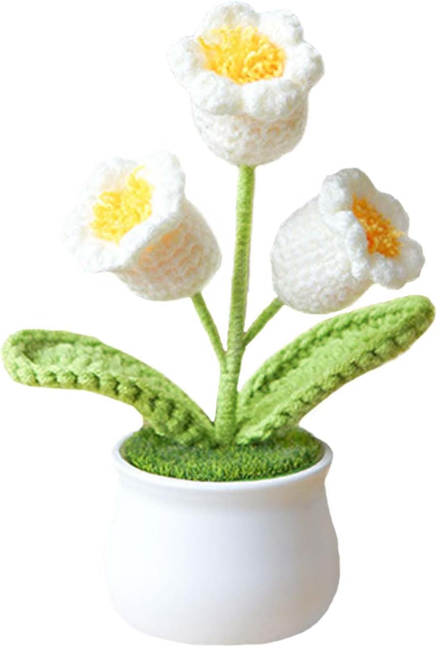 Eluckya Crochet Flowers Cute Flower for Women,Knitting Flowers Gift for Friends,Mother, Coworkers, Valentines,Graduation, Christmas,Office Desk & Home Decoration(Purple)