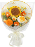Aeekkya Crochet Flower Bouquet, Handmade Flowers with Sunflower Rose Tulip Flowers, Artificial Flowers for Mom Grandma Wife, Birthday Mother’s Day Anniversary Graduation Gift (Yellow)