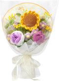 Aeekkya Crochet Flower Bouquet, Handmade Flowers with Sunflower Rose Tulip Flowers, Artificial Flowers for Mom Grandma Wife, Birthday Mother’s Day Anniversary Graduation Gift (Purple)