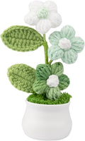 Knitting Crochet Puff Flowers Potted Plants, Gradient Colorful Flowers for Friends, Family and Lover, Handmade Flowers for Home Office Decoration, Car Decoration, Valentine's Gift. (GPink)