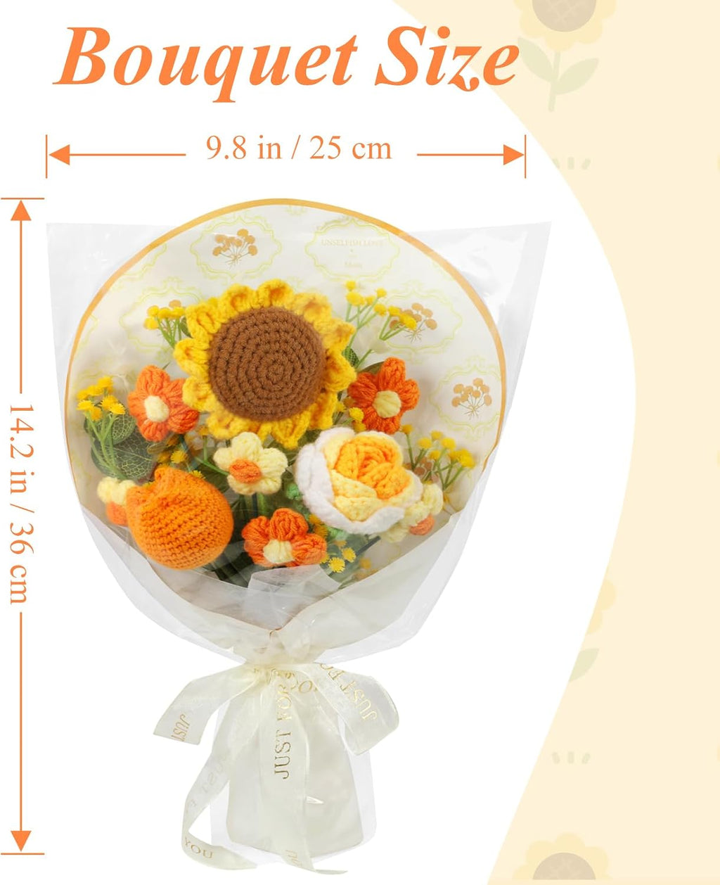 Aeekkya Crochet Flower Bouquet, Handmade Flowers with Sunflower Rose Tulip Flowers, Artificial Flowers for Mom Grandma Wife, Birthday Mother’s Day Anniversary Graduation Gift (Yellow)
