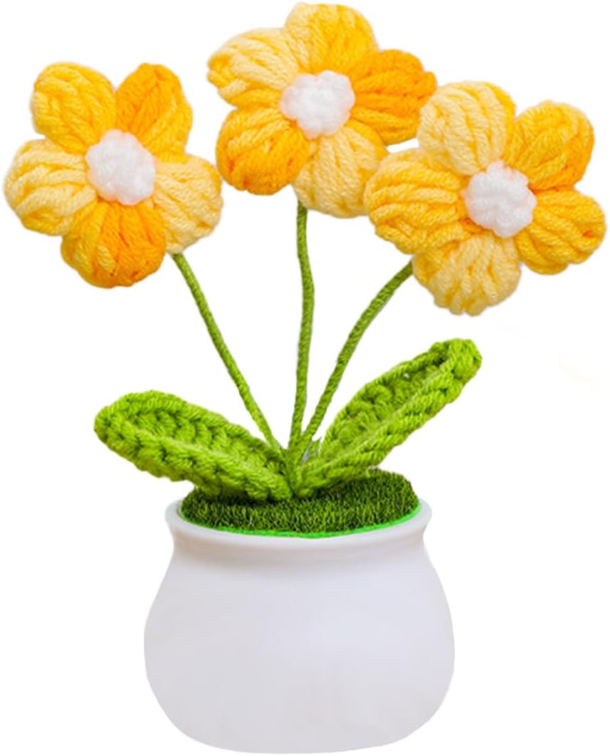 Eluckya Crochet Flowers Cute Flower for Women,Knitting Flowers Gift for Friends,Mother, Coworkers, Valentines,Graduation, Christmas,Office Desk & Home Decoration(Purple)