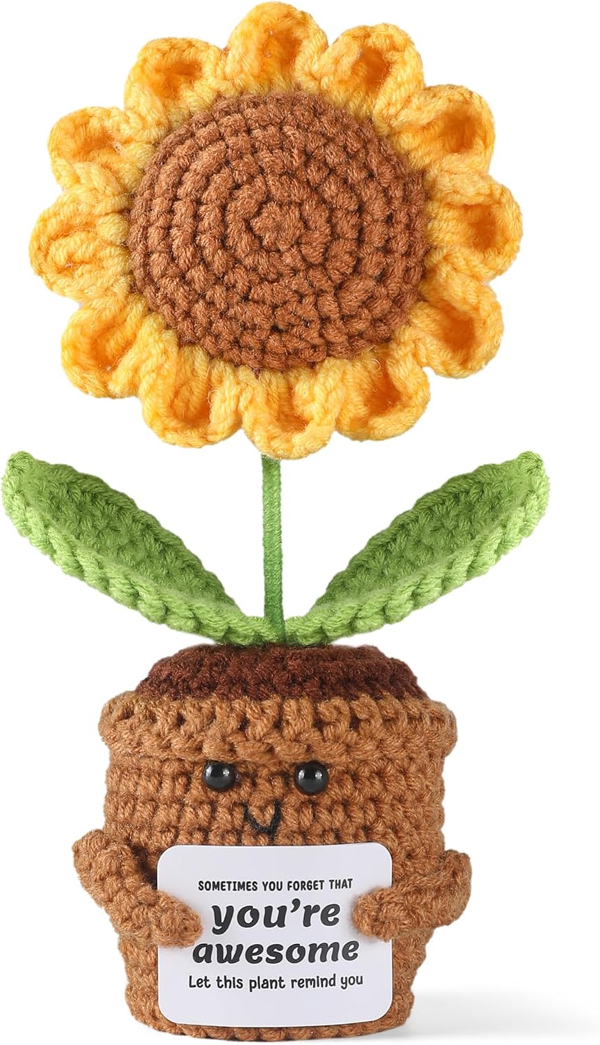 Aeekkya Emotional Support Crochet Tulip Gift, Positive Handmade Crochet Flowers, Thank You Gifts, Teacher Appreciation Gifts, Inspirational Gift for Women, Mom, Friend, Christmas, Birthday, Graduation