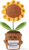 Aeekkya Inspirational Gift for Women, Emotional Support Crochet Positive Sunflower - Sometimes You Forget You're Awesome - Cochet Gifts for Teacher, Mom, Friend, Christmas, Thanksgiving, Birthday
