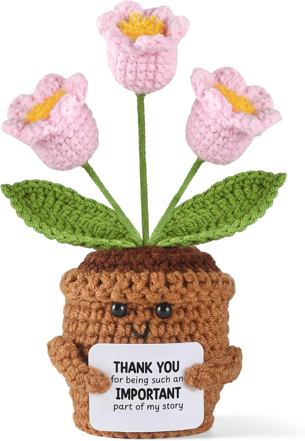 Aeekkya Positive Emotional Support Crochet Lily of the Valley Gift for Teacher, Thank You Gifts, Inspirational Crochet Flowers for Women, Mom, Friend, Christmas, Thanksgiving, End of Year, Desk Decor