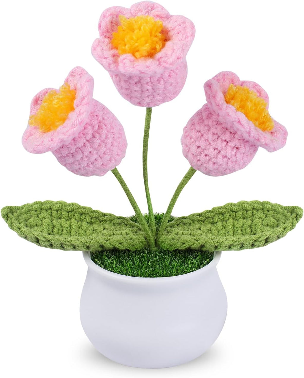 Aeekkya Crochet Flower, Purple Lily of the Valley, Handmade Yarn Crochet Flower Gift for Women, Teacher, Friend, Mom, Cute Desk Decor for Birthday, Valentine’s Day, Thank You