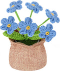 Nuthceia Crochet Flower Plant Gift, Blue Forget Me Not Desk Decor for Women | crochet flower plant gift, small desk decor, cute gifts for women, birthday basket filler, potted floral accent
