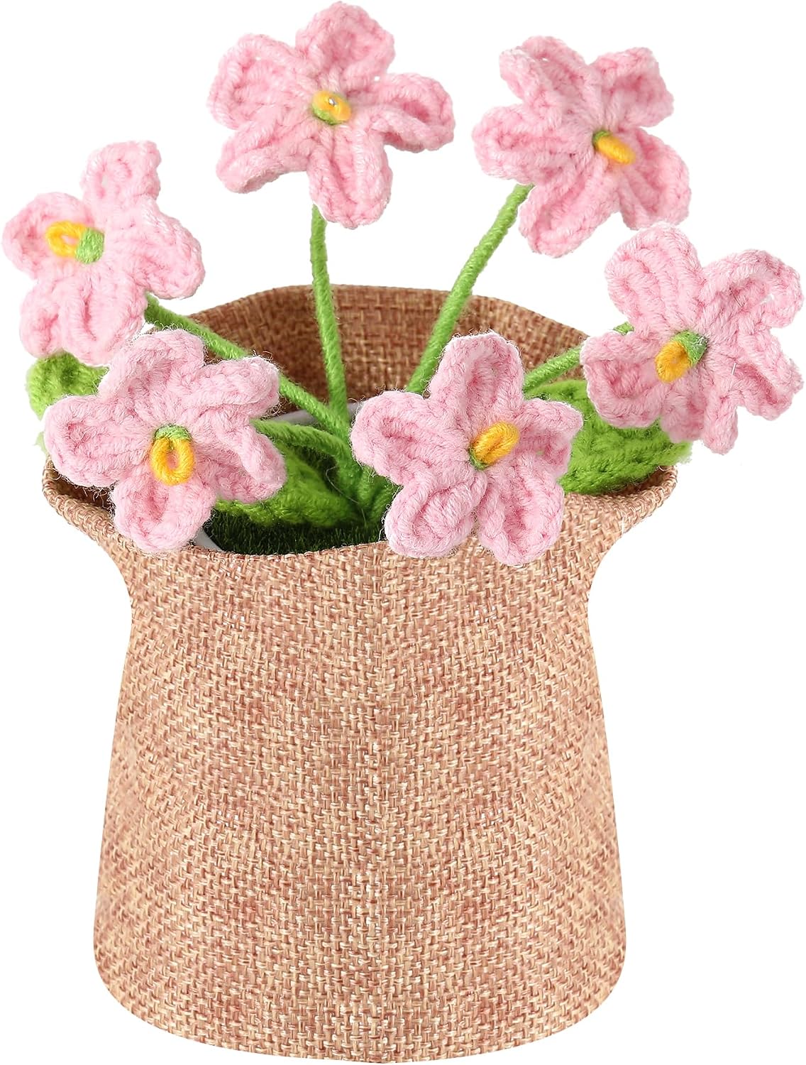 Nuthceia Crochet Flower Plant Gift, Blue Forget Me Not Desk Decor for Women | crochet flower plant gift, small desk decor, cute gifts for women, birthday basket filler, potted floral accent