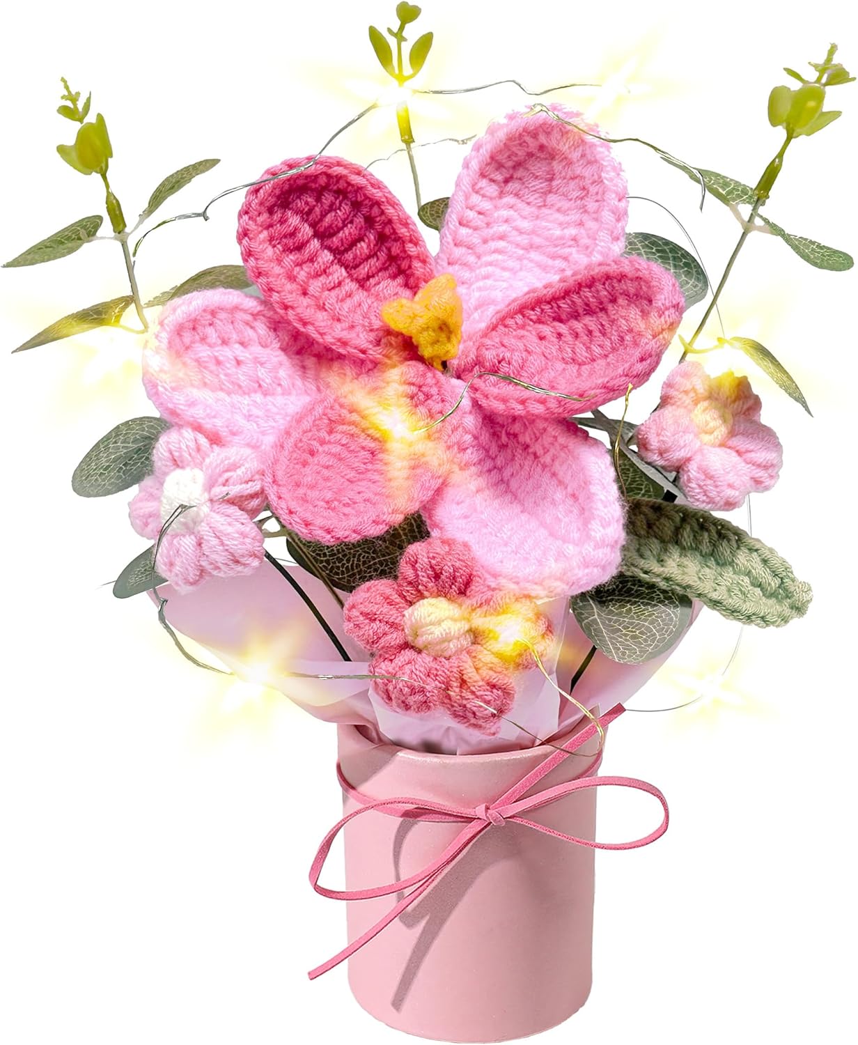Vynora Crochet Flowers Bouquet, Valentine's Day Crochet Bouquet of Flowers, Handmade Daisy Artificial Flowers with Card for Wedding, Birthday, Anniversary, Gift for Women (Yellow)