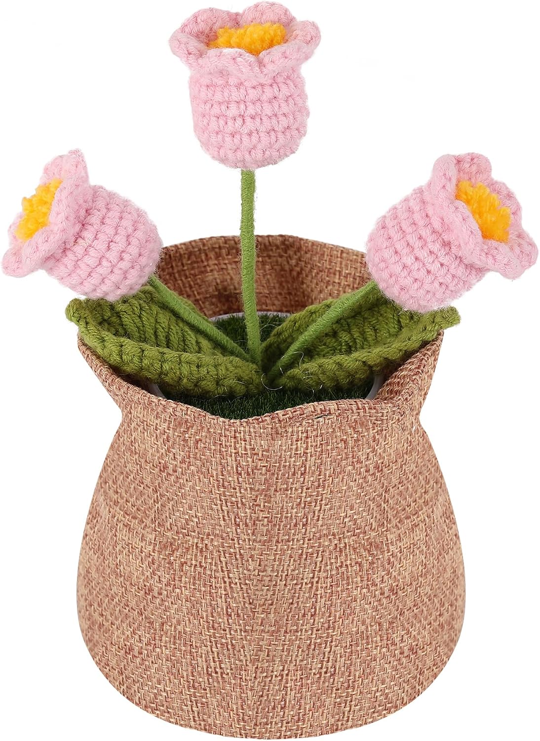 Nuthceia Crochet Flower Plant Gift, Blue Forget Me Not Desk Decor for Women | crochet flower plant gift, small desk decor, cute gifts for women, birthday basket filler, potted floral accent
