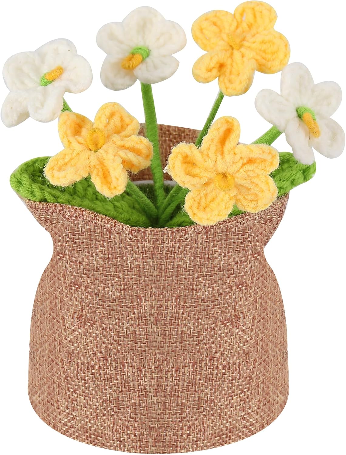 Nuthceia Crochet Flower Plant Gift, Blue Forget Me Not Desk Decor for Women | crochet flower plant gift, small desk decor, cute gifts for women, birthday basket filler, potted floral accent