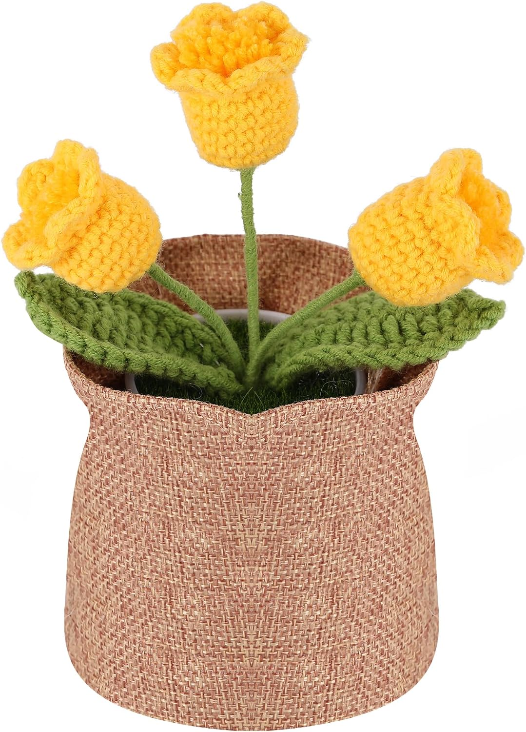 Nuthceia Crochet Flower Plant Gift, Blue Forget Me Not Desk Decor for Women | crochet flower plant gift, small desk decor, cute gifts for women, birthday basket filler, potted floral accent
