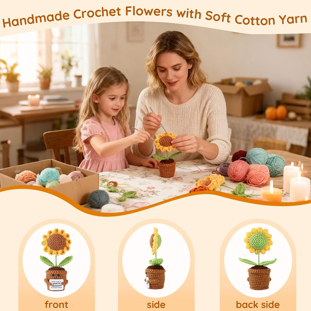 Aeekkya Inspirational Gift for Women, Emotional Support Crochet Positive Sunflower - Sometimes You Forget You're Awesome - Cochet Gifts for Teacher, Mom, Friend, Christmas, Thanksgiving, Birthday