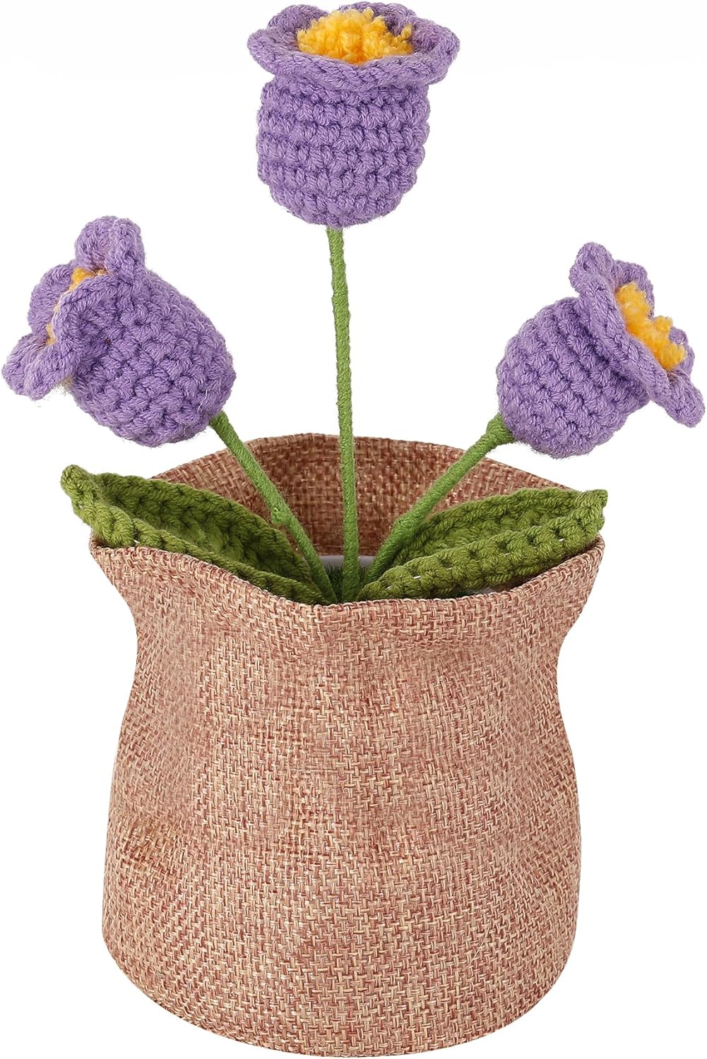 Nuthceia Crochet Flower Plant Gift, Blue Forget Me Not Desk Decor for Women | crochet flower plant gift, small desk decor, cute gifts for women, birthday basket filler, potted floral accent