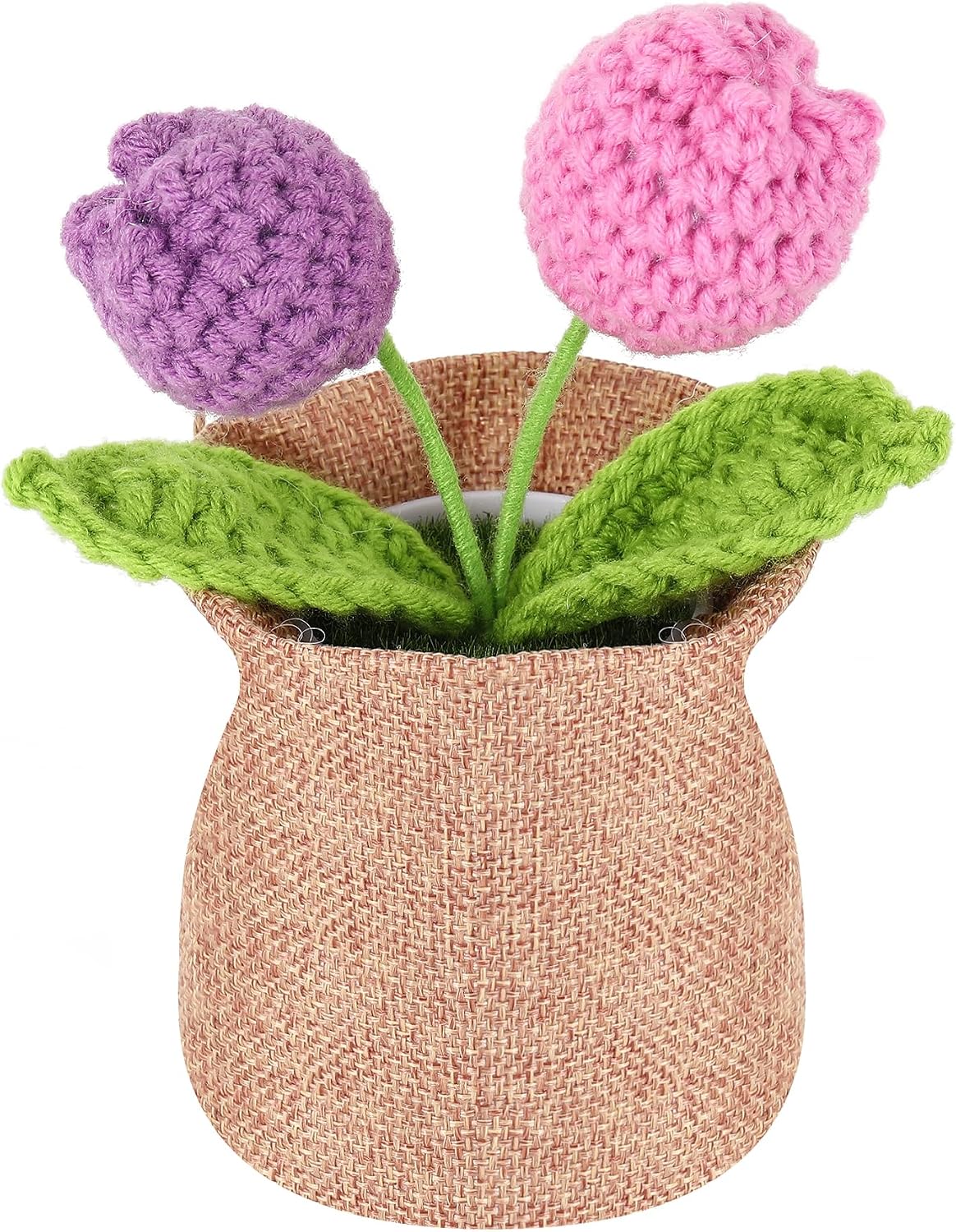 Nuthceia Crochet Flower Plant Gift, Blue Forget Me Not Desk Decor for Women | crochet flower plant gift, small desk decor, cute gifts for women, birthday basket filler, potted floral accent