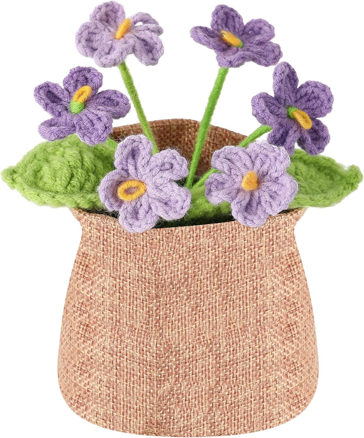 Nuthceia Crochet Flower Plant Gift, Blue Forget Me Not Desk Decor for Women | crochet flower plant gift, small desk decor, cute gifts for women, birthday basket filler, potted floral accent